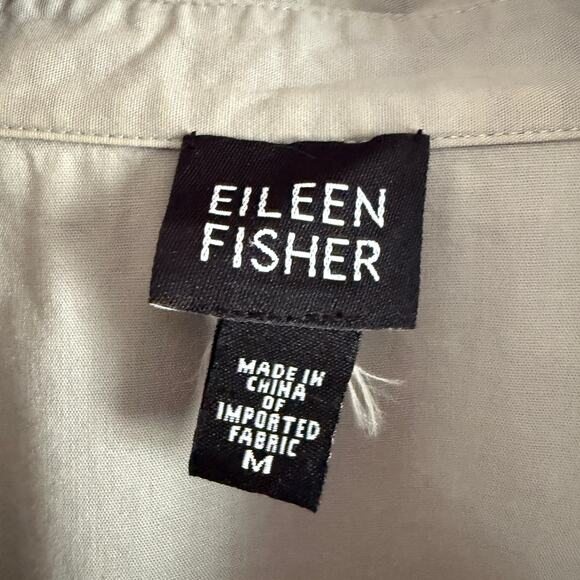 EILEEN FISHER | Gray Cotton Boxy Wide Sleeved Button Down Blouse | Medium - Picture 4 of 5